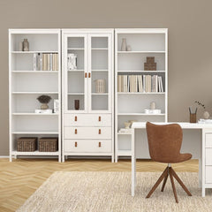 Barcelona China Cabinet 2 Glass Doors with 3 Drawers in White - Furniture One Shop