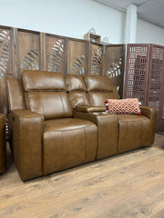 Barcelona Electric Recliner 2 Seater Sofa In Brown Leather - Furniture One Shop