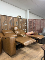 Barcelona Electric Recliner 2 Seater Sofa In Brown Leather - Furniture One Shop