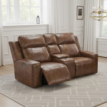 Barcelona Electric Recliner 2 Seater Sofa In Brown Leather