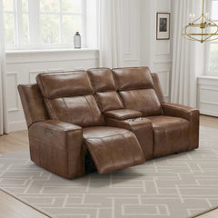 Barcelona Electric Recliner 2 Seater Sofa In Brown Leather