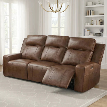 Barcelona Electric Recliner 3 Seater Sofa In Brown Leather