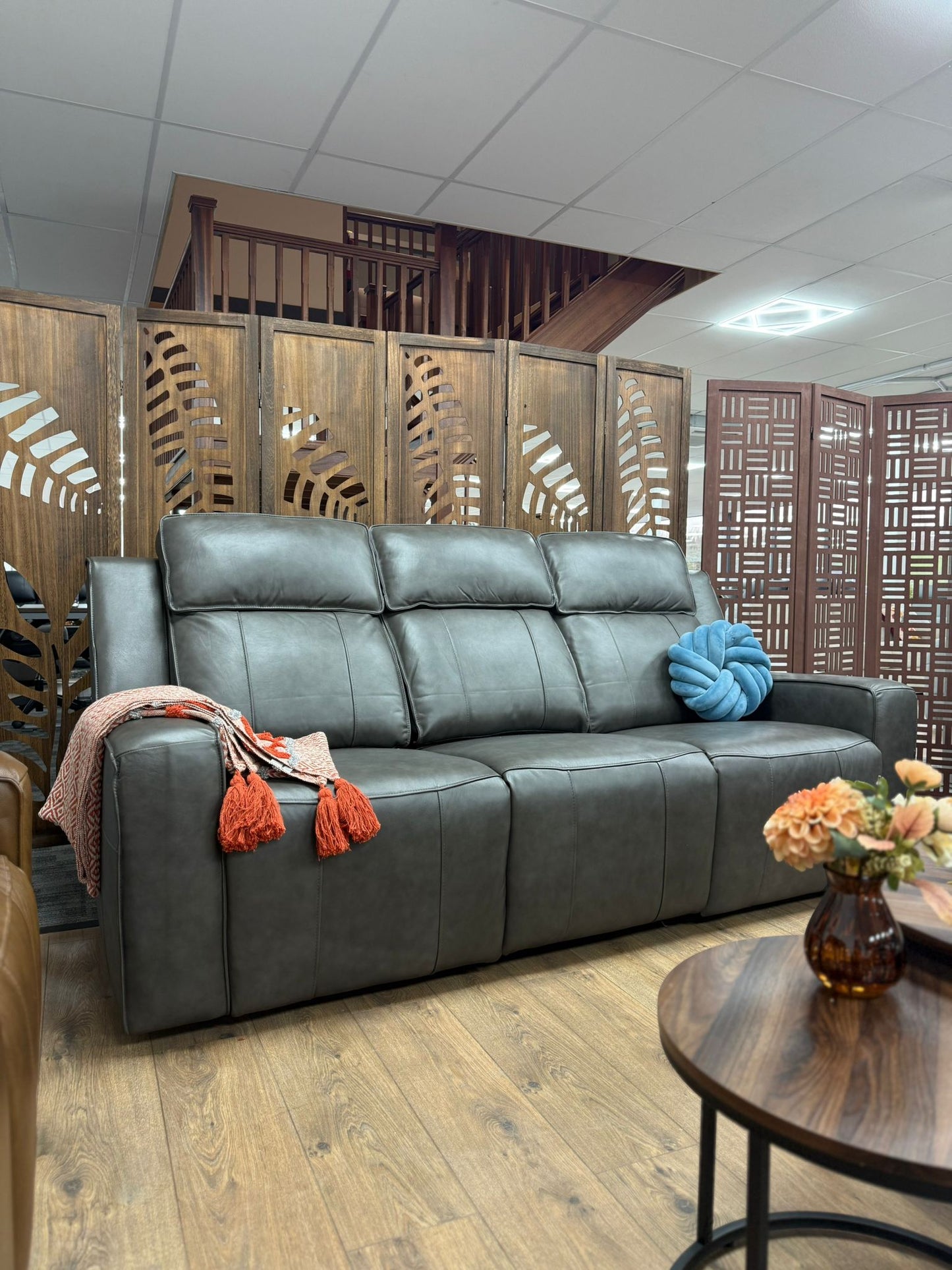 Barcelona Electric Recliner 3 Seater Sofa In Grey Leather