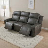 Barcelona Electric Recliner 3 Seater Sofa In Grey Leather