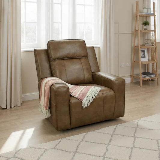 Barcelona Leather Electric Recliner Arm Chair In Brown