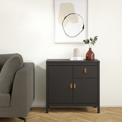 Barcelona Sideboard 2 Doors 1 Drawer in Matt Black - Furniture One Shop