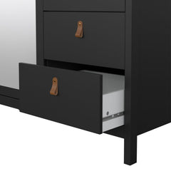 Barcelona Wardrobe with 2 Doors 1 Mirror Door 2 Drawers in Matt Black - Furniture One Shop