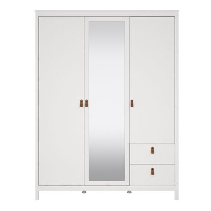 Barcelona Wardrobe with 2 Doors 1 Mirror Door 2 Drawers in White