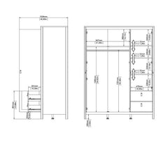 Barcelona Wardrobe with 2 Doors 1 Mirror Door 2 Drawers in White - Furniture One Shop