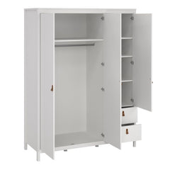Barcelona Wardrobe with 2 Doors 1 Mirror Door 2 Drawers in White - Furniture One Shop