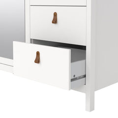 Barcelona Wardrobe with 2 Doors 1 Mirror Door 2 Drawers in White - Furniture One Shop