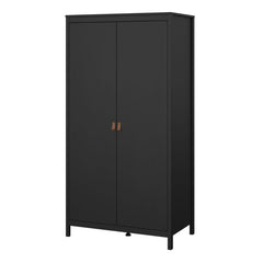 Barcelona Wardrobe with 2 Doors in Matt Black - Furniture One Shop