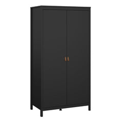 Barcelona Wardrobe with 2 Doors in Matt Black - Furniture One Shop