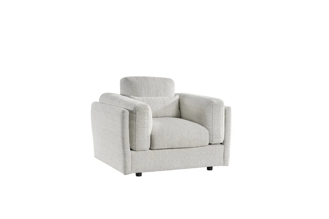 Bari Beige Armchair In Soft Fabric - Furniture One Shop