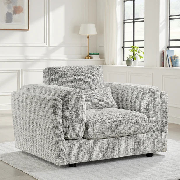 Bari Grey Armchair In Soft Fabric