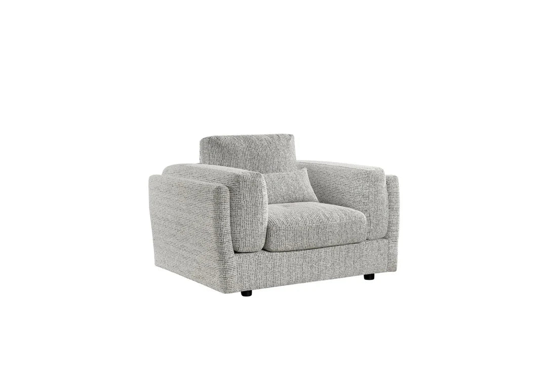 Bari Grey Armchair In Soft Fabric - Furniture One Shop