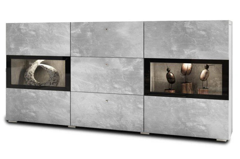 Baros Wooden Sideboard Cabinet in Concrete Grey