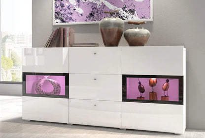 Baros Wooden Sideboard Cabinet in White High Gloss