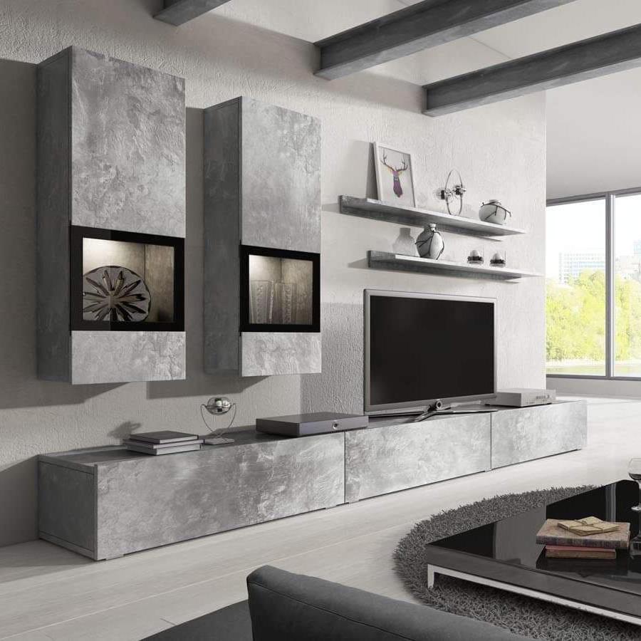 Baros Wooden TV Entertainment Unit in Concrete Grey