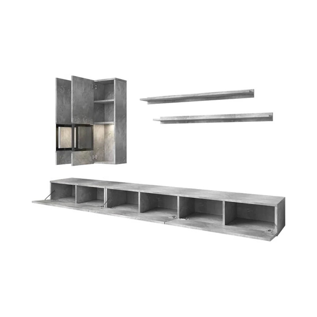 Baros Wooden TV Entertainment Unit in Concrete Grey