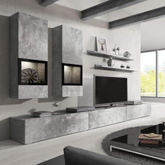 Baros Wooden TV Entertainment Unit in Concrete Grey - Furniture One Shop