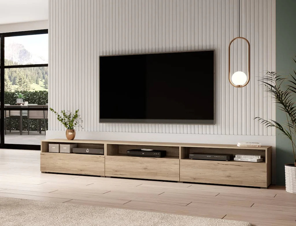 Baros Wooden TV Stand 270cm in San Remo Oak