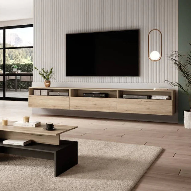 Baros Wooden TV Stand 270cm in San Remo Oak