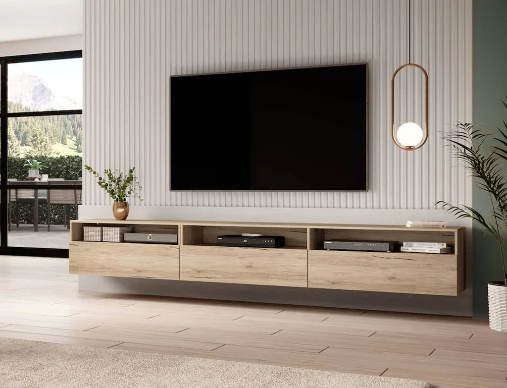 Baros Wooden TV Stand 270cm in San Remo Oak