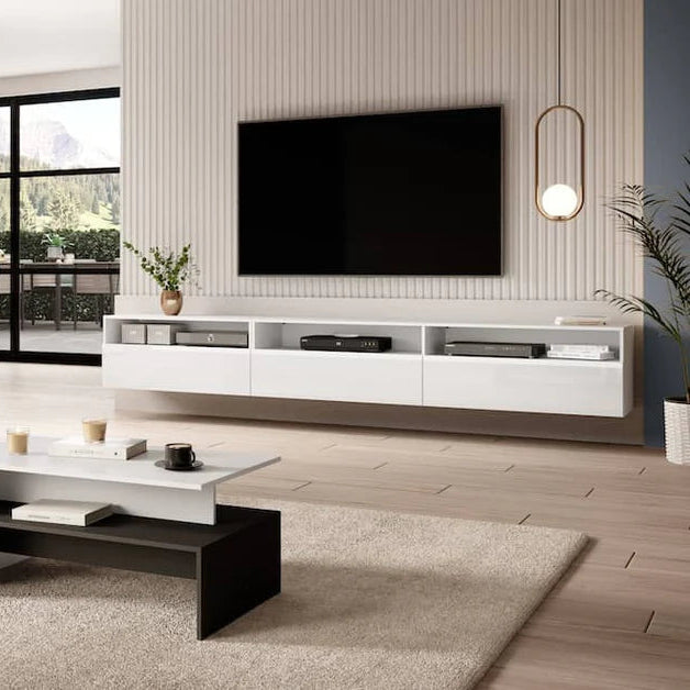 Baros Wooden TV Stand 270cm in White Gloss