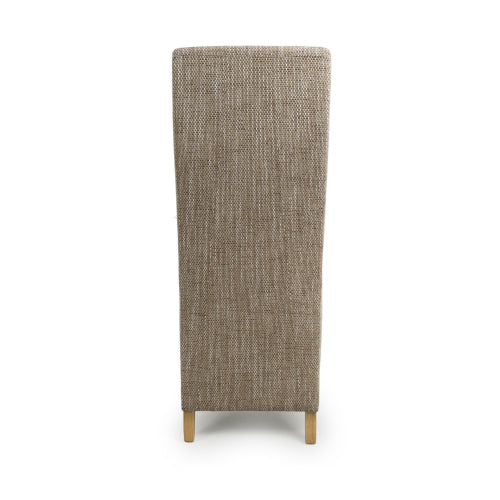 Baxter Wave Back Tweed Oatmeal Fabric Dining Chairs With Oak Legs In Pair