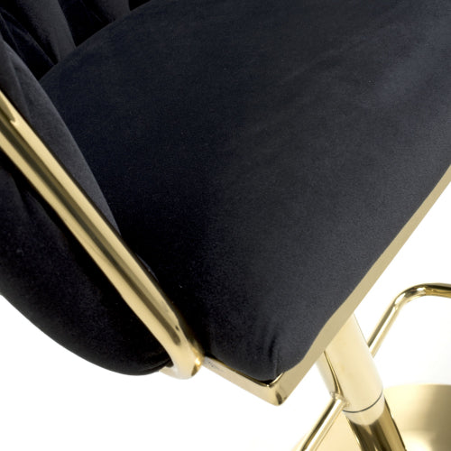 Bellaire Brushed Velvet Bar Stool With Gold Base In Black