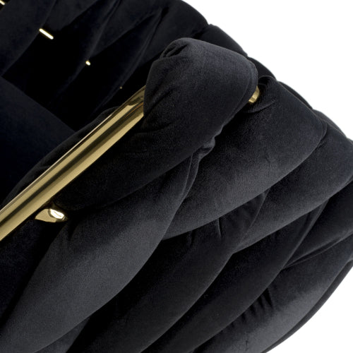 Bellaire Brushed Velvet Bar Stool With Gold Base In Black