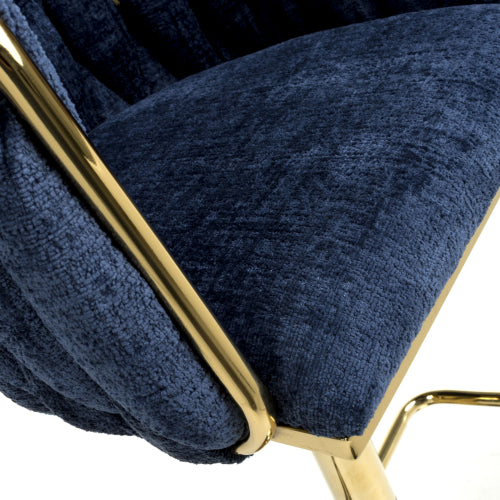 Bellaire Textured Effect Bar Stool With Gold Base In Blue