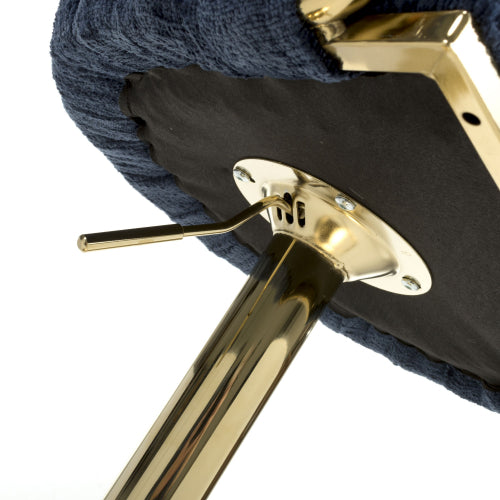 Bellaire Textured Effect Bar Stool With Gold Base In Blue