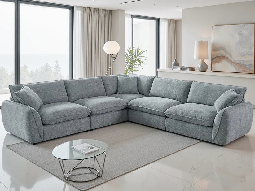 Berlin Large Corner Sofa In Grey Fabric