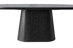 Bianca Sintered Stone Oval Dining Table In Grey And Black