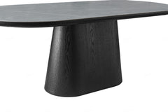 Bianca Sintered Stone Oval Dining Table In Grey And Black