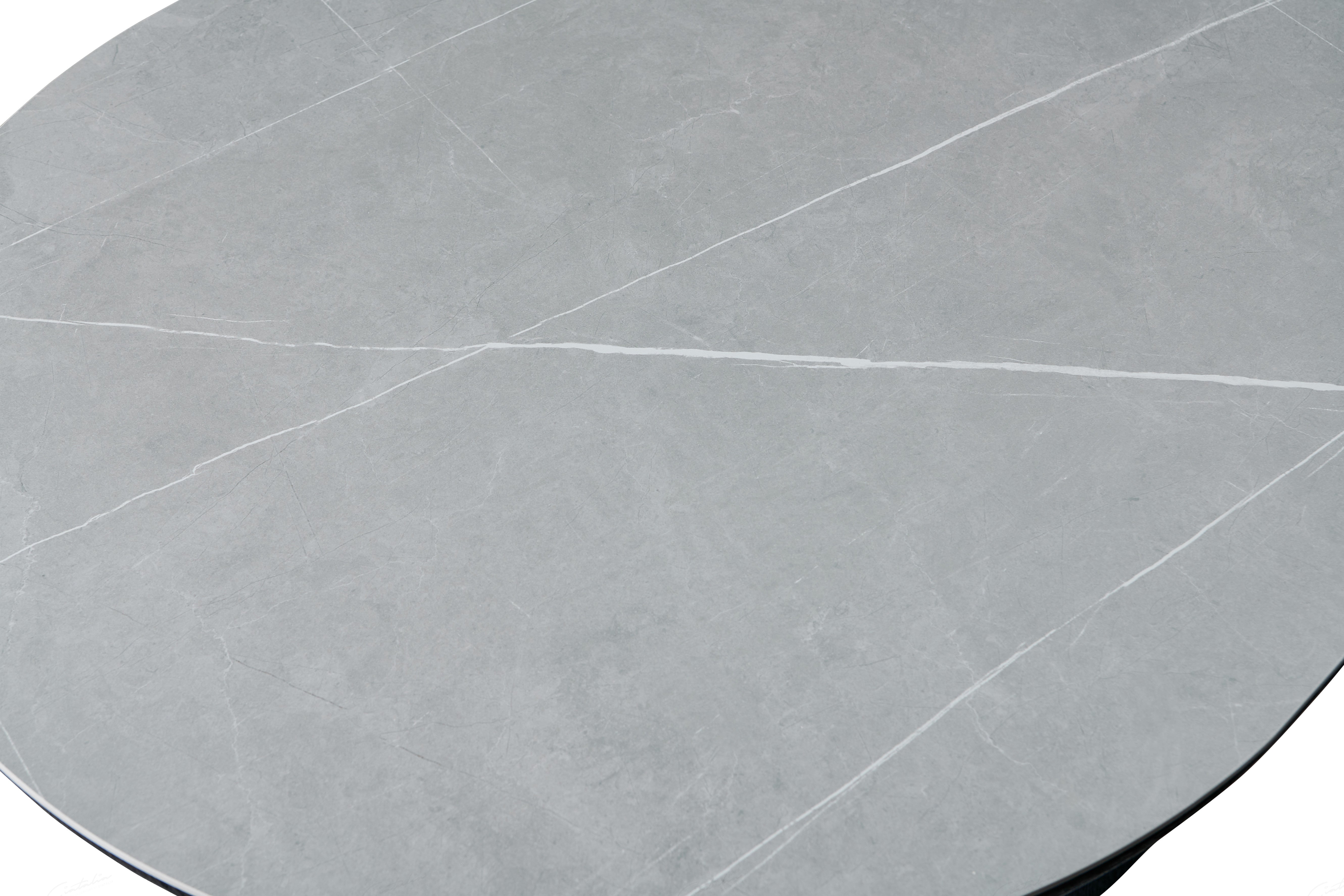 Bianca Sintered Stone Oval Dining Table In Grey And Black