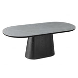 Bianca Sintered Stone Oval Dining Table In Grey And Black