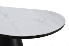 Bianca Sintered Stone Oval Dining Table In White And Black