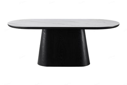 Bianca Sintered Stone Oval Dining Table In White And Black