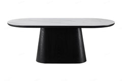 Bianca Sintered Stone Oval Dining Table In White And Black