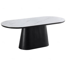 Bianca Sintered Stone Oval Dining Table In White And Black