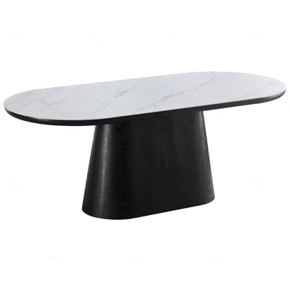 Bianca Sintered Stone Oval Dining Table In White And Black