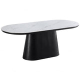 Bianca Sintered Stone Oval Dining Table In White And Black