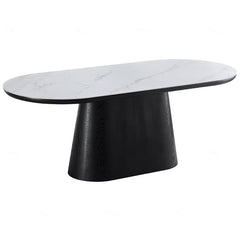 Bianca Sintered Stone Oval Dining Table In White And Black