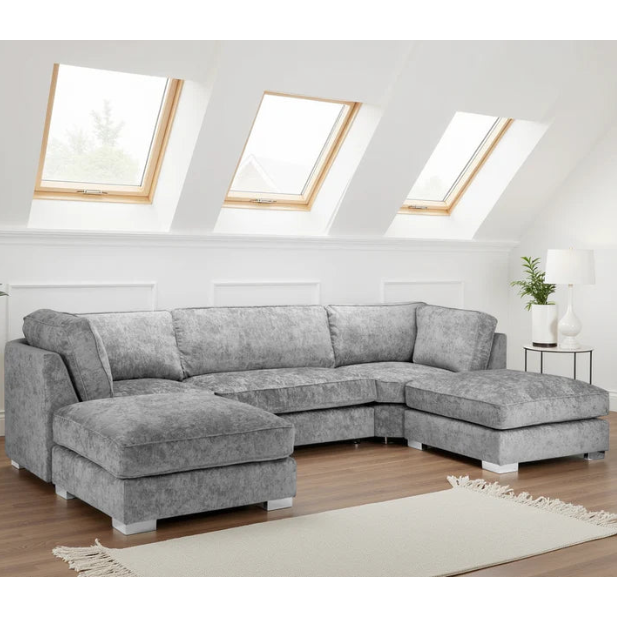 Bishop Fullback U-Shape Corner Sofa In Platinum