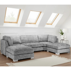 Bishop Fullback U-Shape Corner Sofa In Platinum