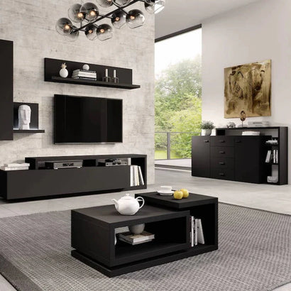 Bota Wooden Coffee Table 120cm in Matt Black - Furniture One Shop