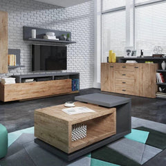 Bota Wooden Coffee Table 120cm in Oak Ribbec and Grey - Furniture One Shop